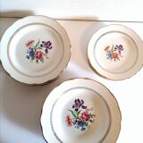 Gien Florence earthenware plate service / flowery crockery