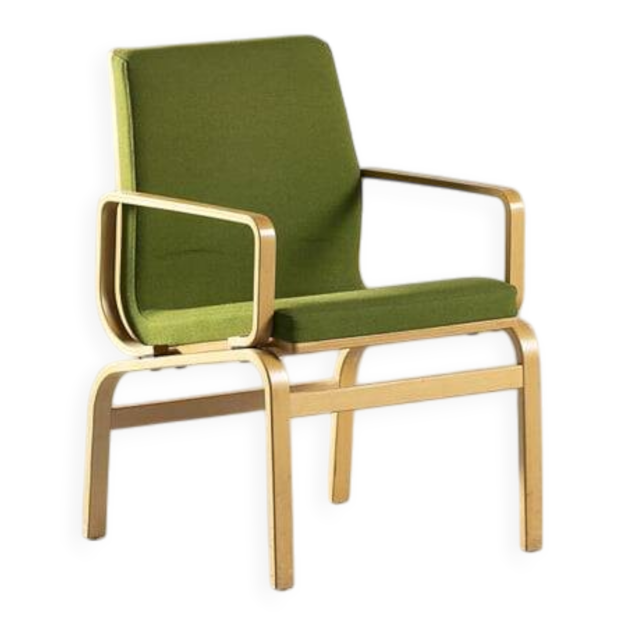 Bentwood chair in green upholstery Bill Stephens style, Denmark, 1970s