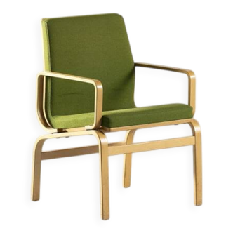 Bentwood chair in green upholstery Bill Stephens style, Denmark, 1970s