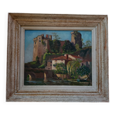 Oil on wood panel CHATEAU DE CLISSON 44 by PIERRE BERTRAND, frame 1940