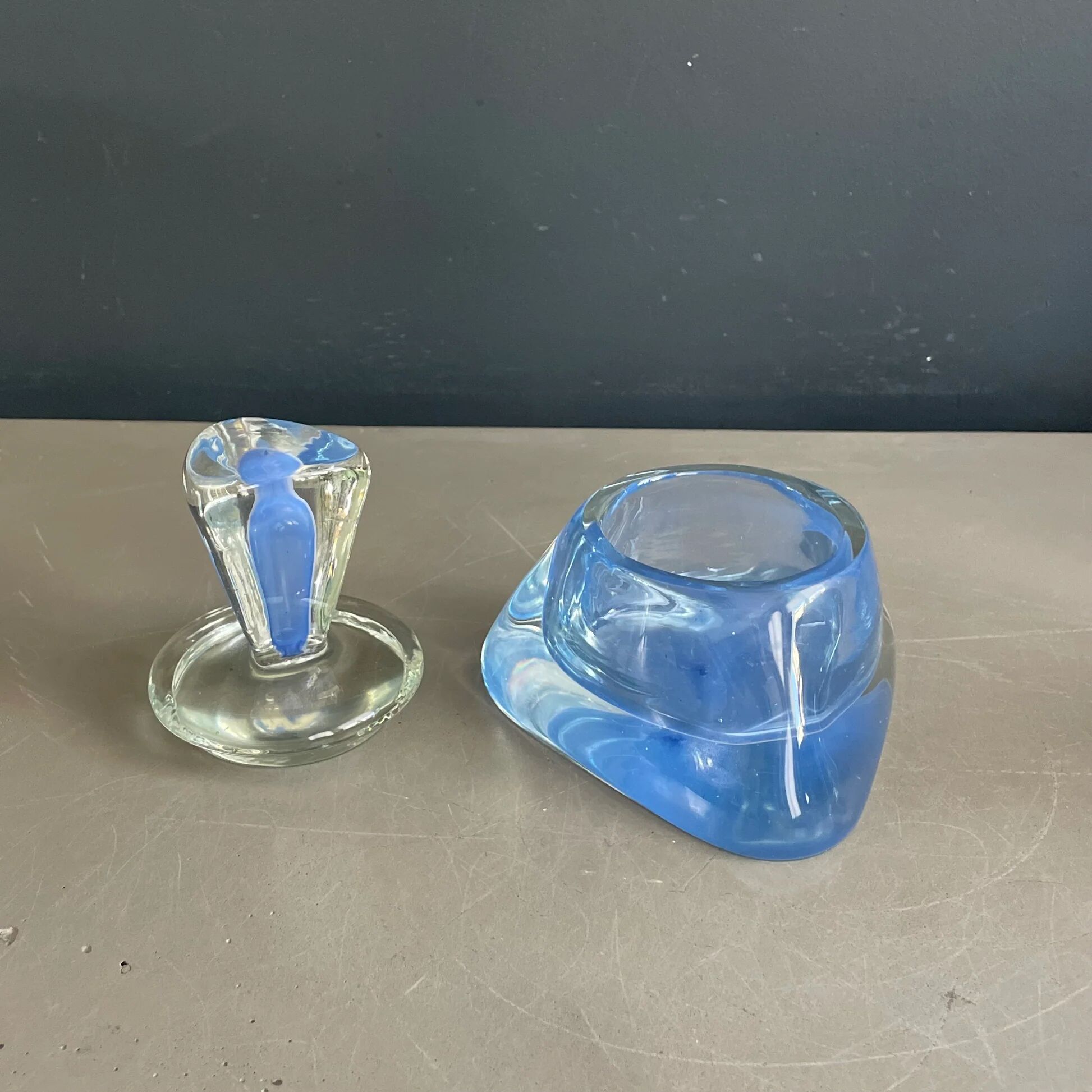 Two-coloured blown glass set