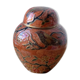 Boîte à couvercle en laiton émaillé cloisonné -oiseaux et fleurs, Mad