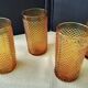 4 vintage amber glass water or orangeade glasses