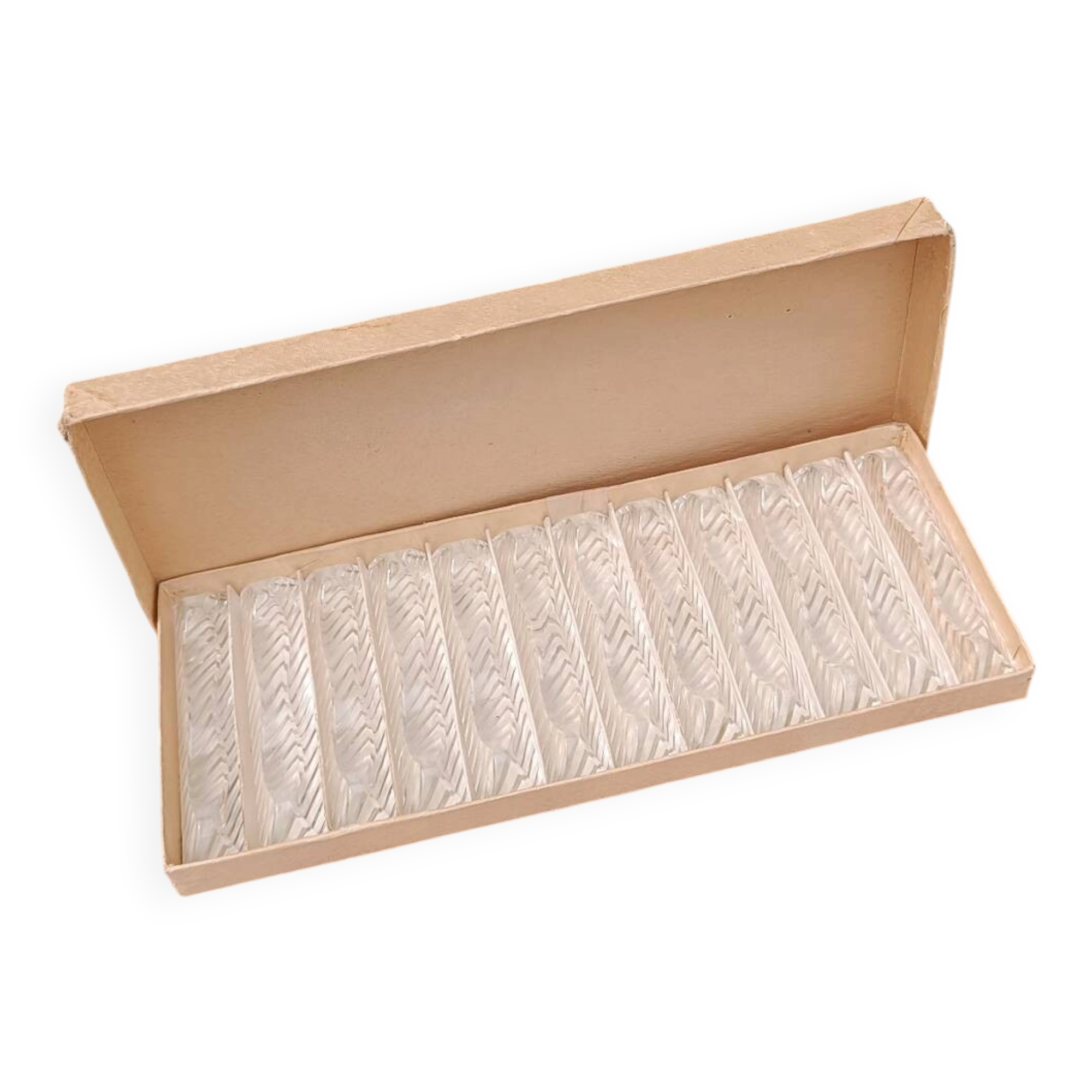 Lot de 12 porte-couteaux doubles vintage en cristal avec boîte