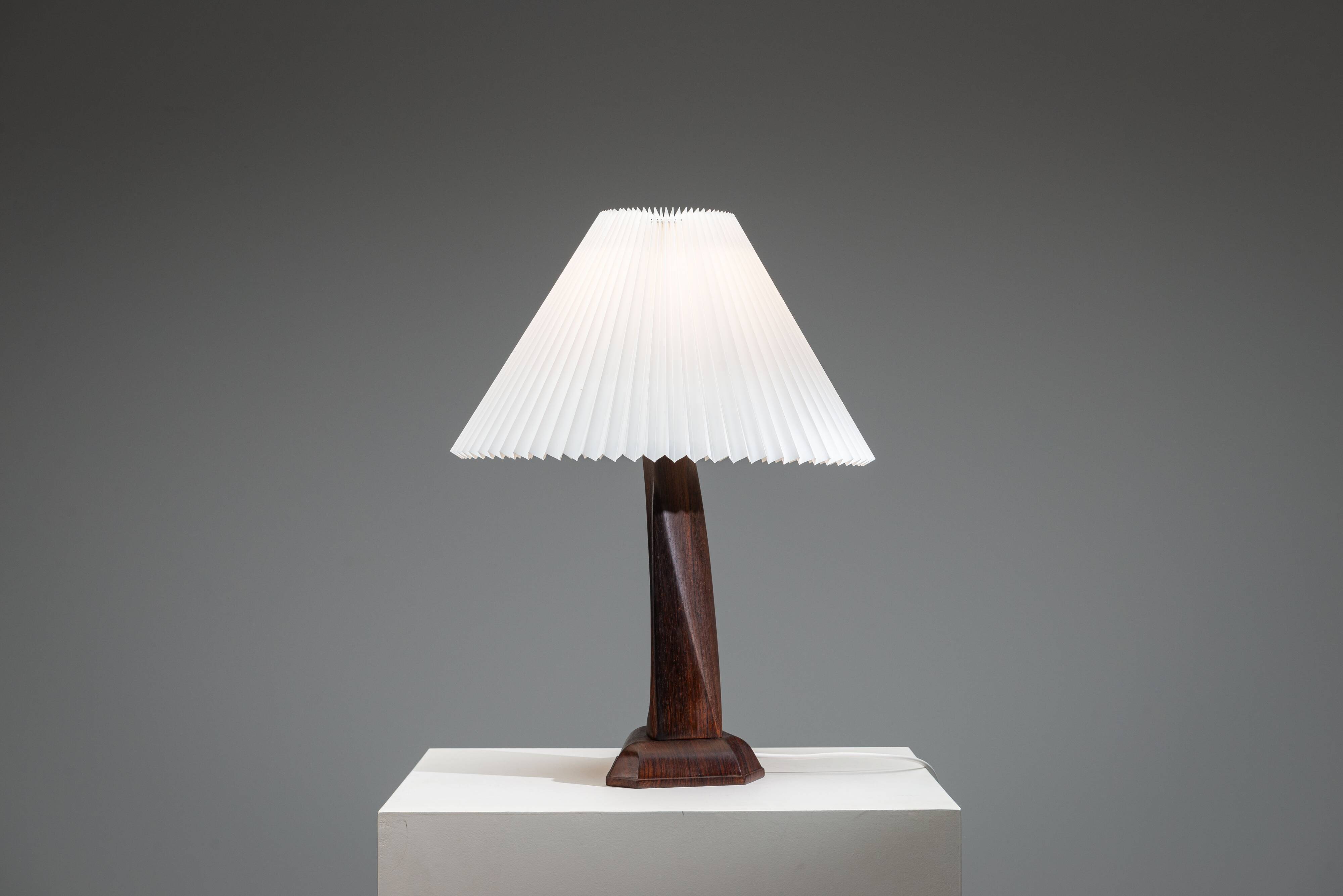 Large mid-century solid rosewood table lamp