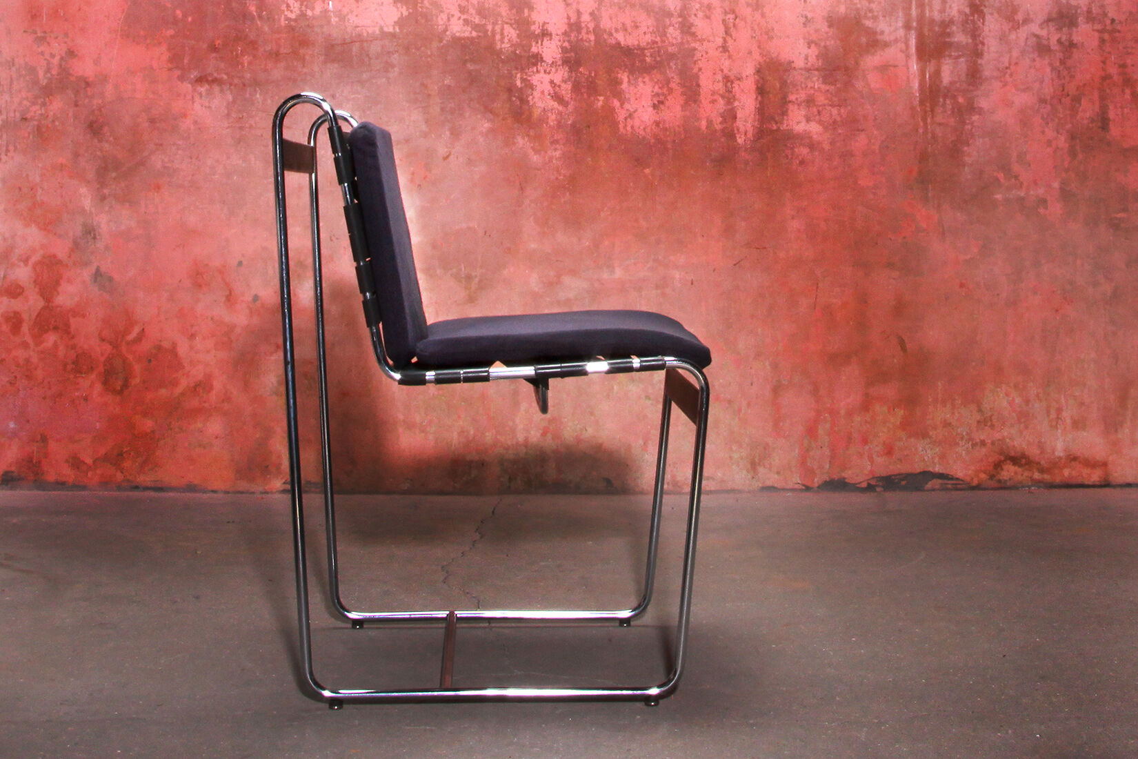 Set of four vintage chrome metal tube mid century chairs