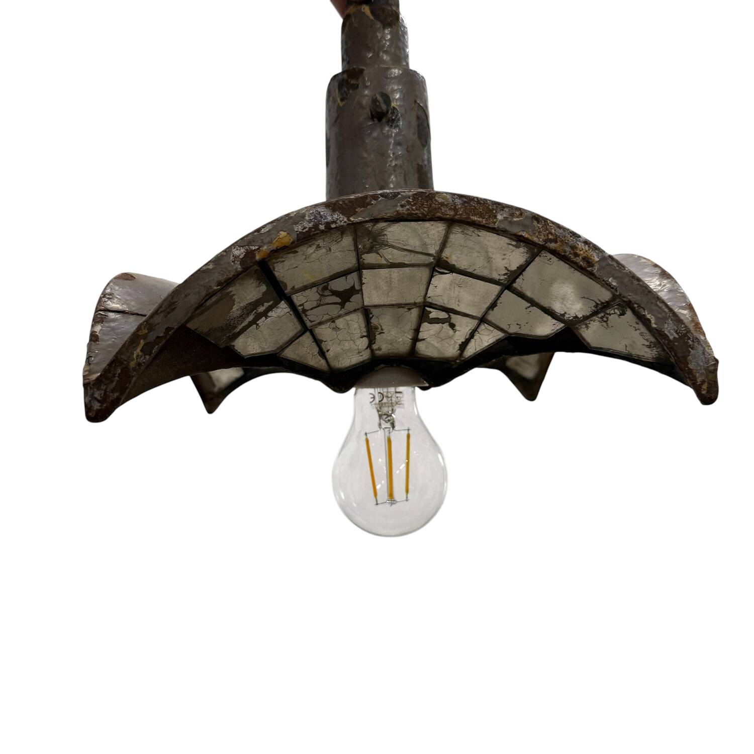 Nr. 1 Vintage industrial mirrored pendant light by Esla
