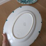 Vintage Gmundner Keramik Serving Oval Plate / Austria / Green Flamed / 2