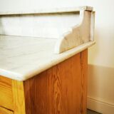 Victorian Antique Marble Top Pine Wash Stand Cupboard, Chest Of Drawers, Sink