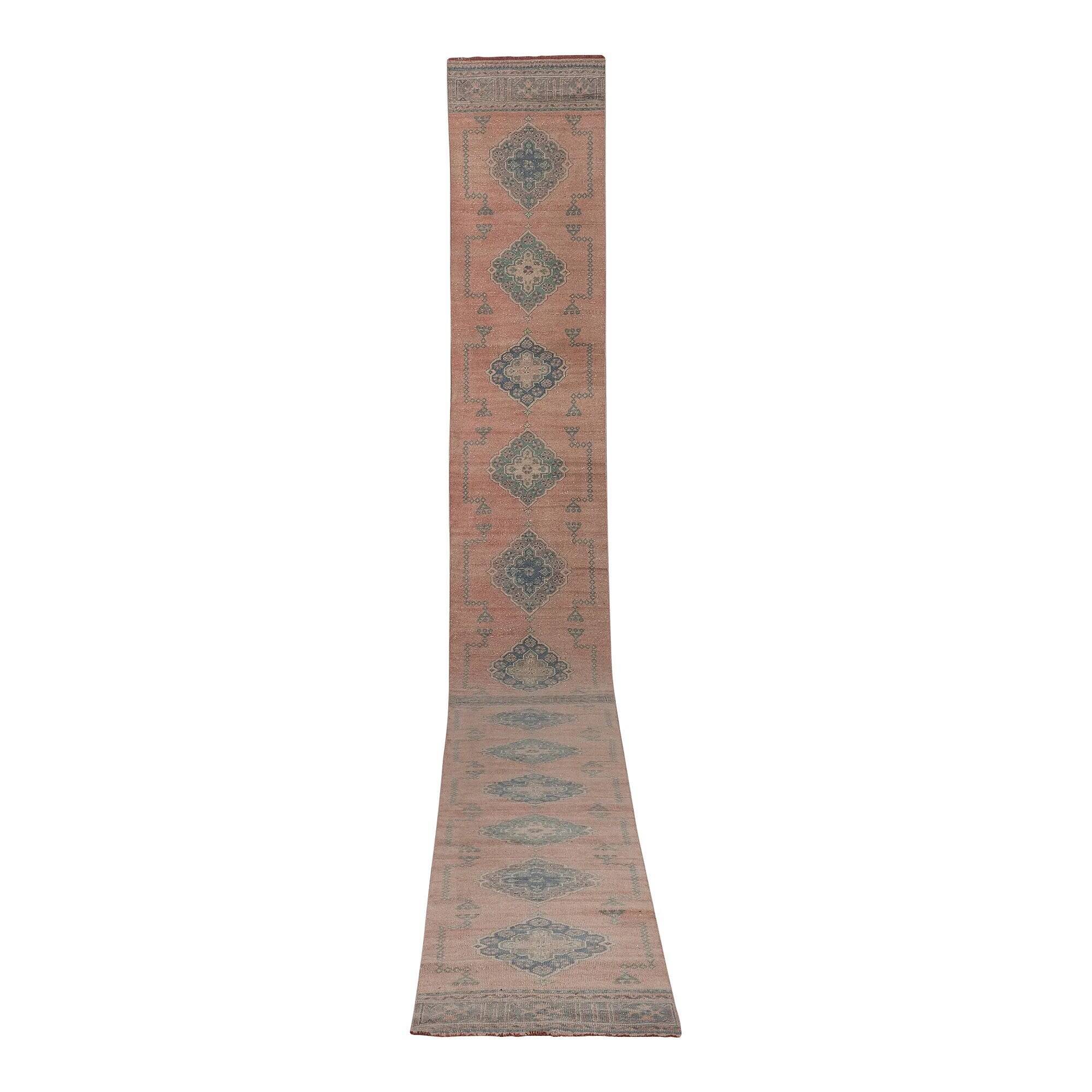 Vintage Turkish hallway rug 80x677 cm