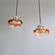 Pair of Space Age pendant lights in blown bubble Murano glass, 1970.