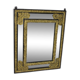Miroir biseauté à parcloses époque 19eme 80x98cm