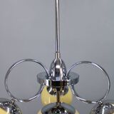Chandelier en chrome et en verre champagne Art Déco, Tchécoslovaquie, années 1930