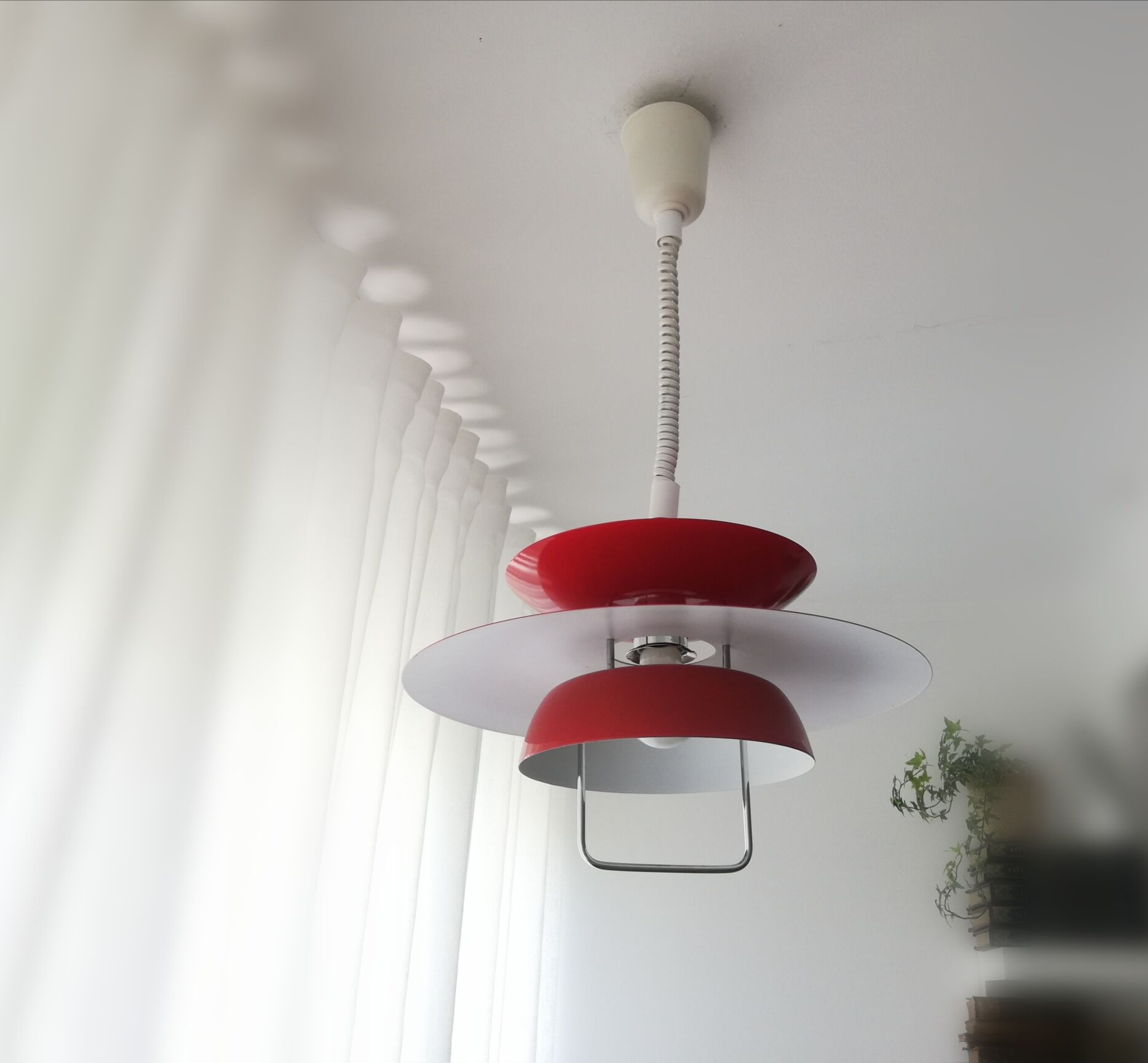Red pull-down Scandinavian design ceiling lamp Berga by Markslöjd Sweden