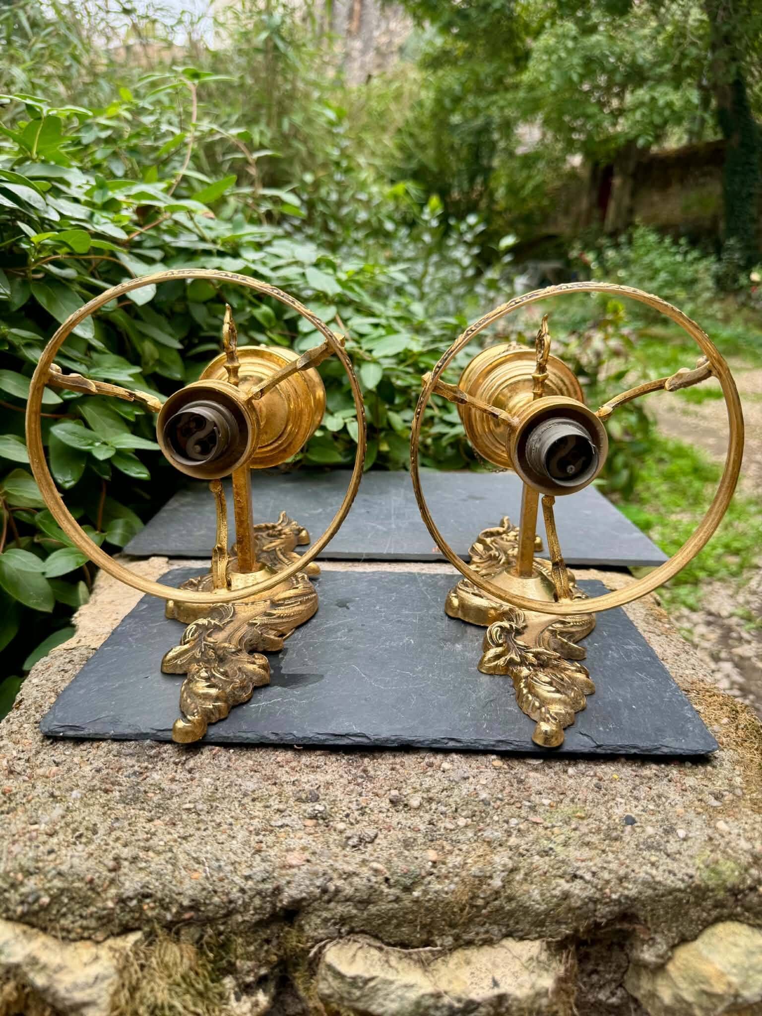 2 wall sconces in brass Empire style