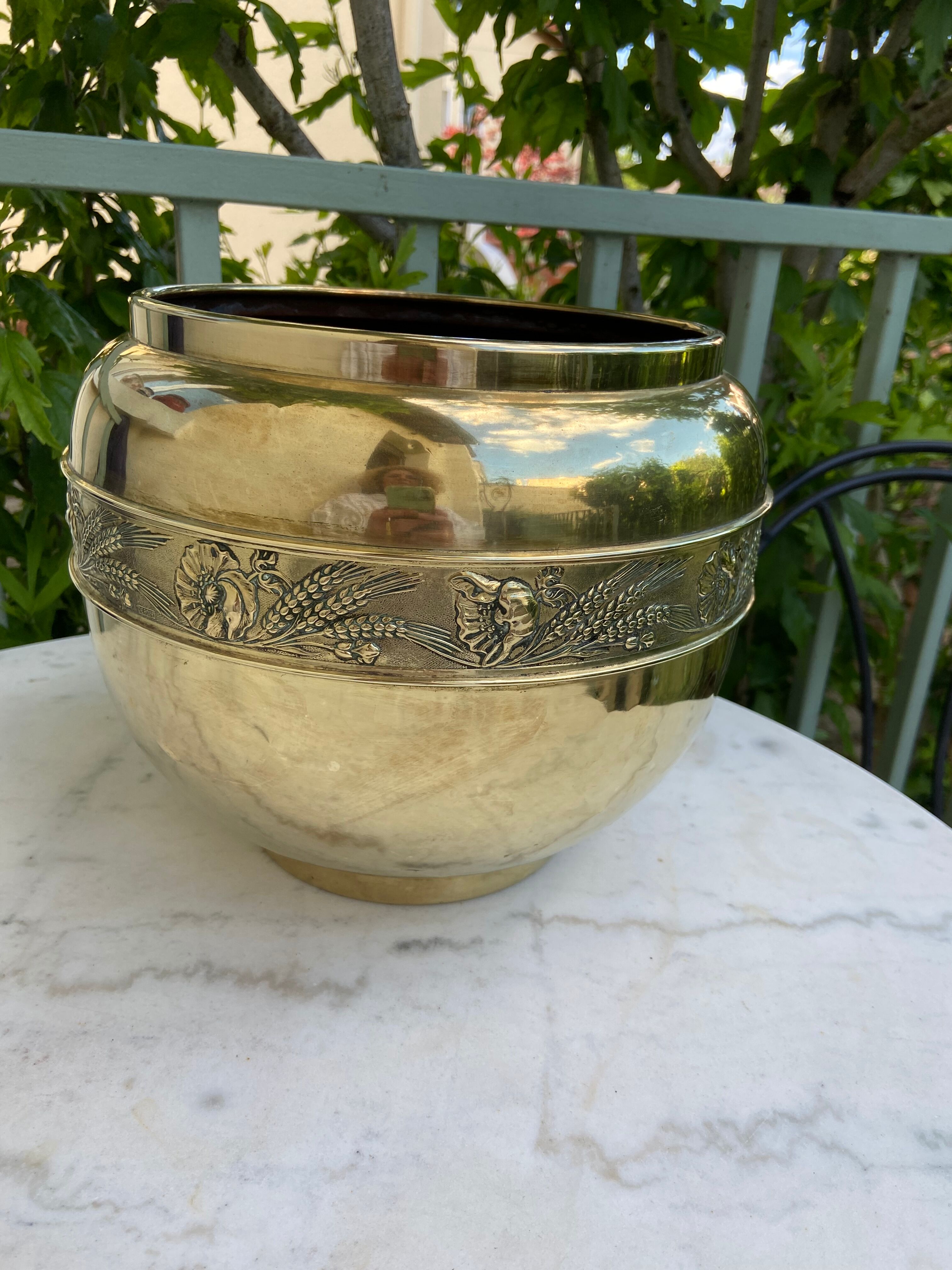 Brass pot cover early twentieth century