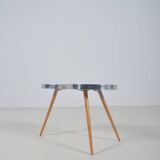 Kidney-shaped vintage side table with handmade ray pattern, 1960s
