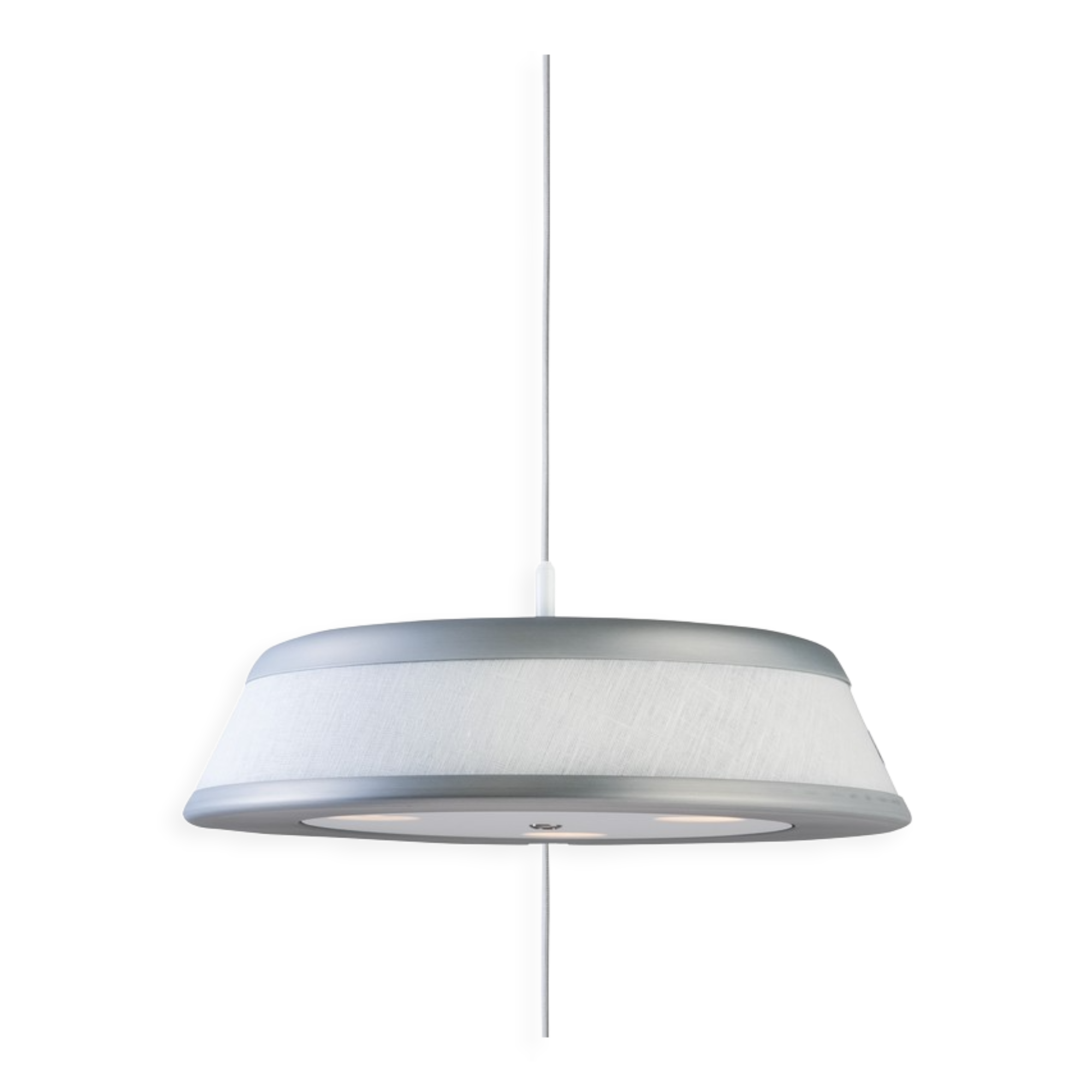 Suspension vigo structure oxidized silver / white linen semi-transparent belid