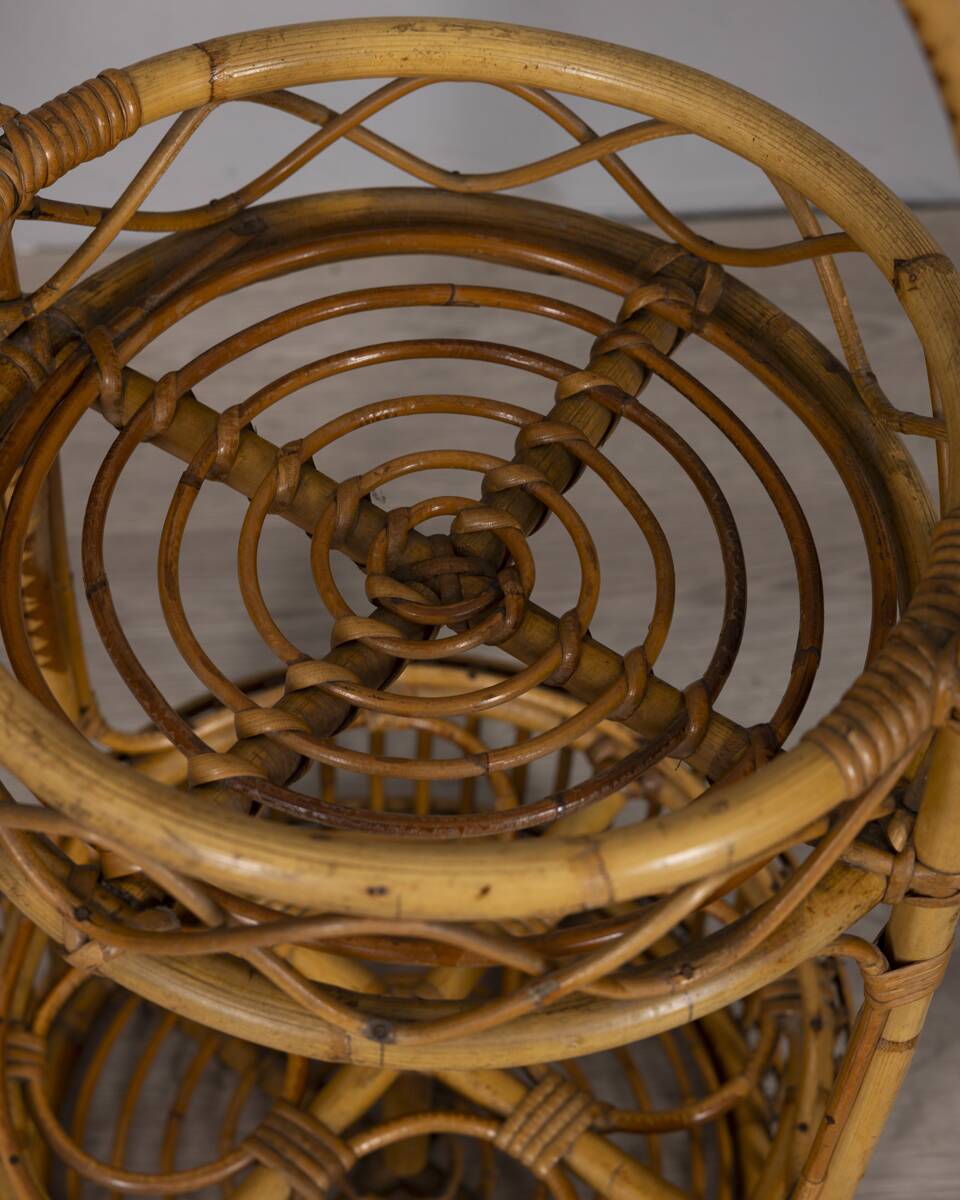 Vintage Italian Bamboo Bar Basket, 1960s