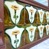 Antique Art Nouveau Dressing Table with Marble Top and Floral Ceramic Tiles