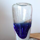 Murano vase in blue and white bubble glass