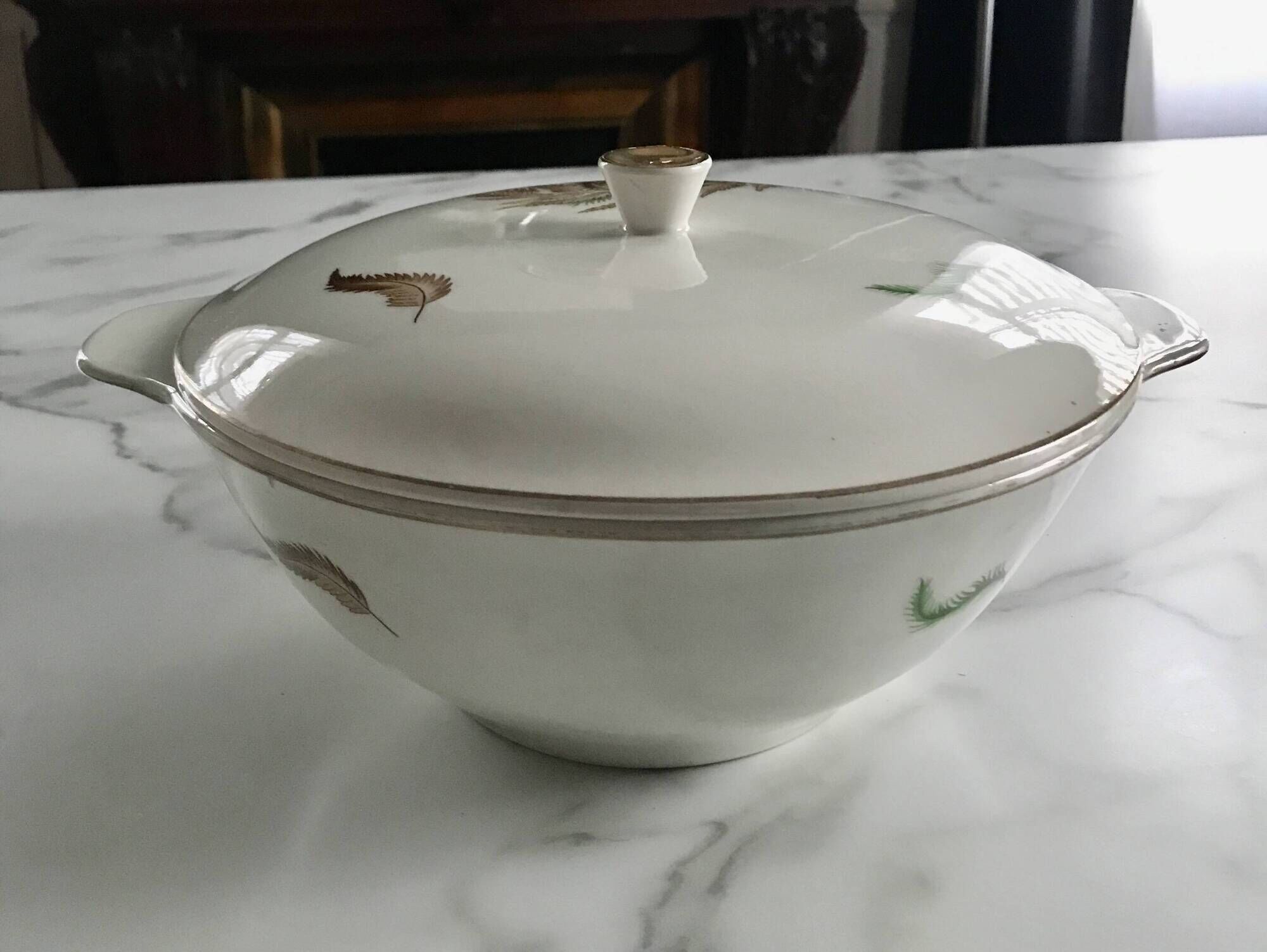Very pretty vintage Digoin Sarreguemines fern soup tureen
