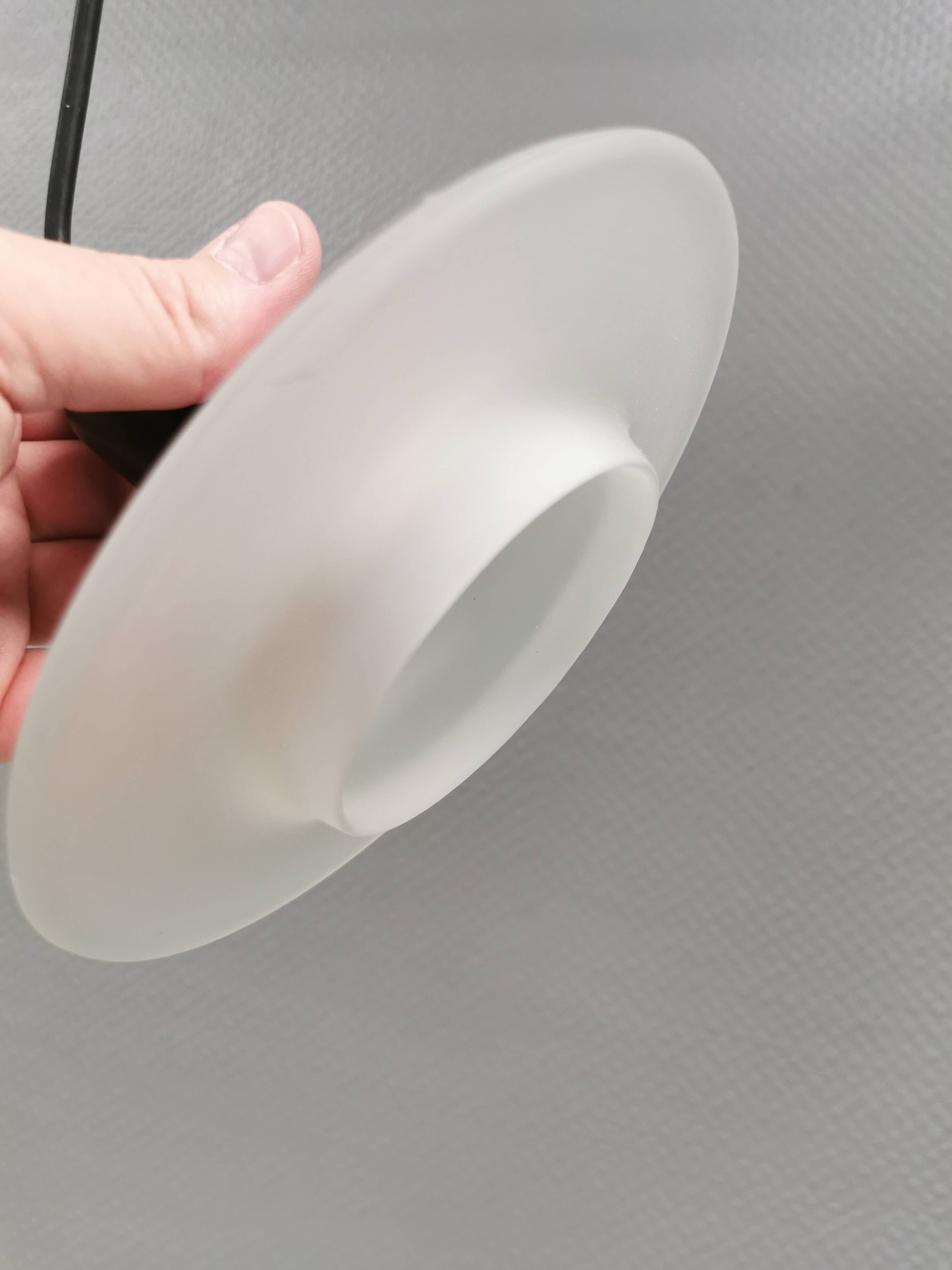 White glass UFO pendant lights by Design-Light, early 1990s Denmark