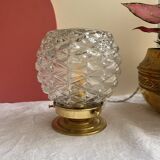 Vintage table lamp in chiseled glass - pineapple model