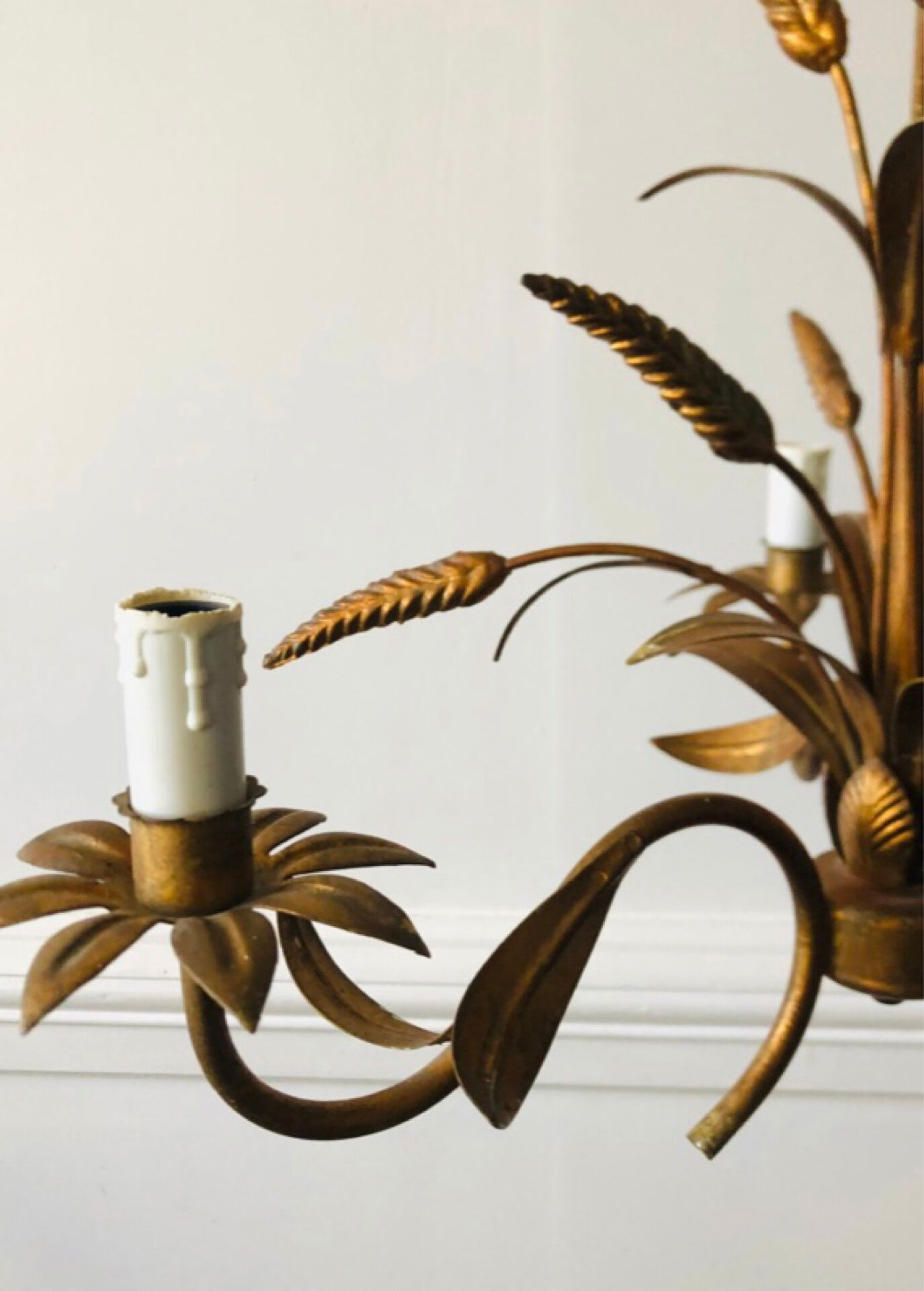 Florentine chandelier in wheat ear style by Hans Kögl Hollywood Regency