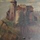 Painting oil on canvas seascape with castle