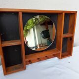 Round mirrored wooden shelf from the 80s