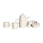 Service à café allemand Melitta, blanc et liseré orange, 16 pièces