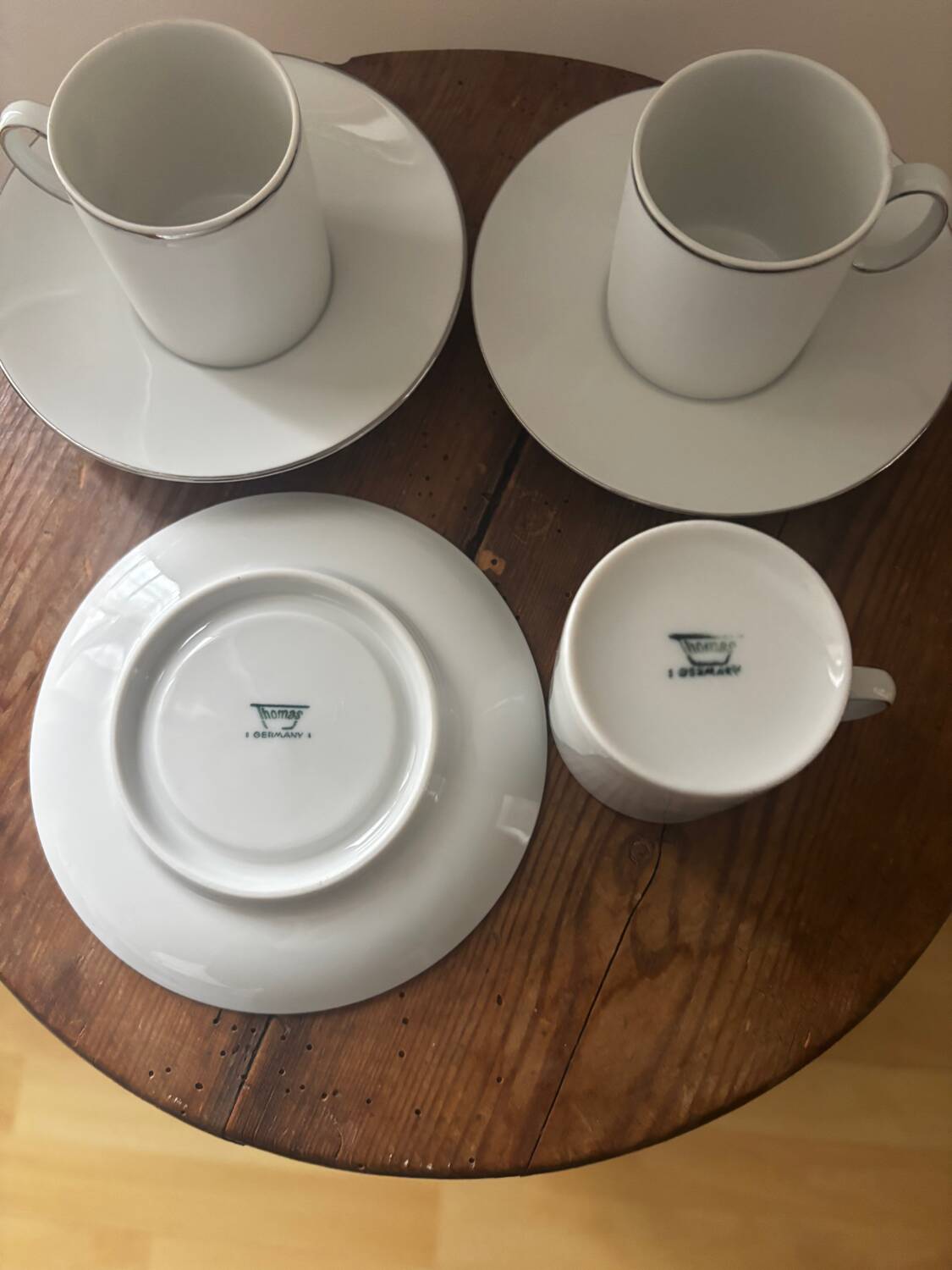 Thomas Germany Medallion Silver Rimmed Porcelain Tea Set