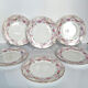 Set of 6 Limoges porcelain dessert plates with garlands and