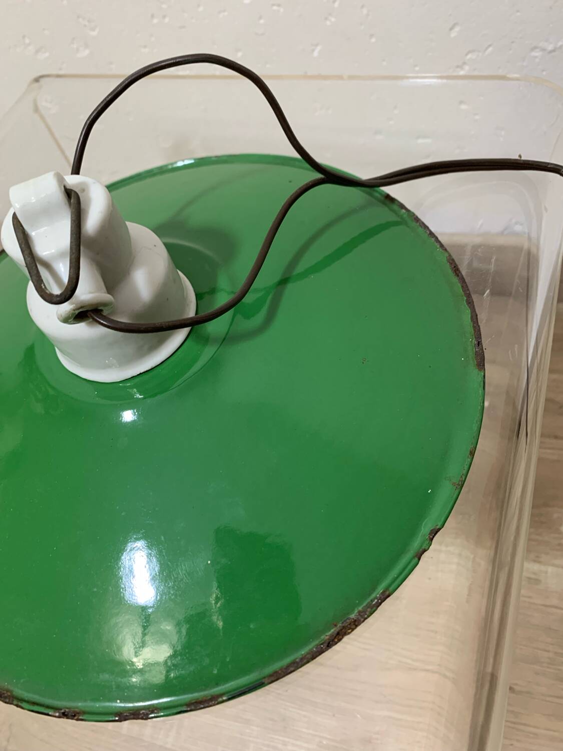 Farmhouse enameled pendant light