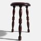 French Turned Chestnut Wood Stool or Side Table, Mid-20th Century