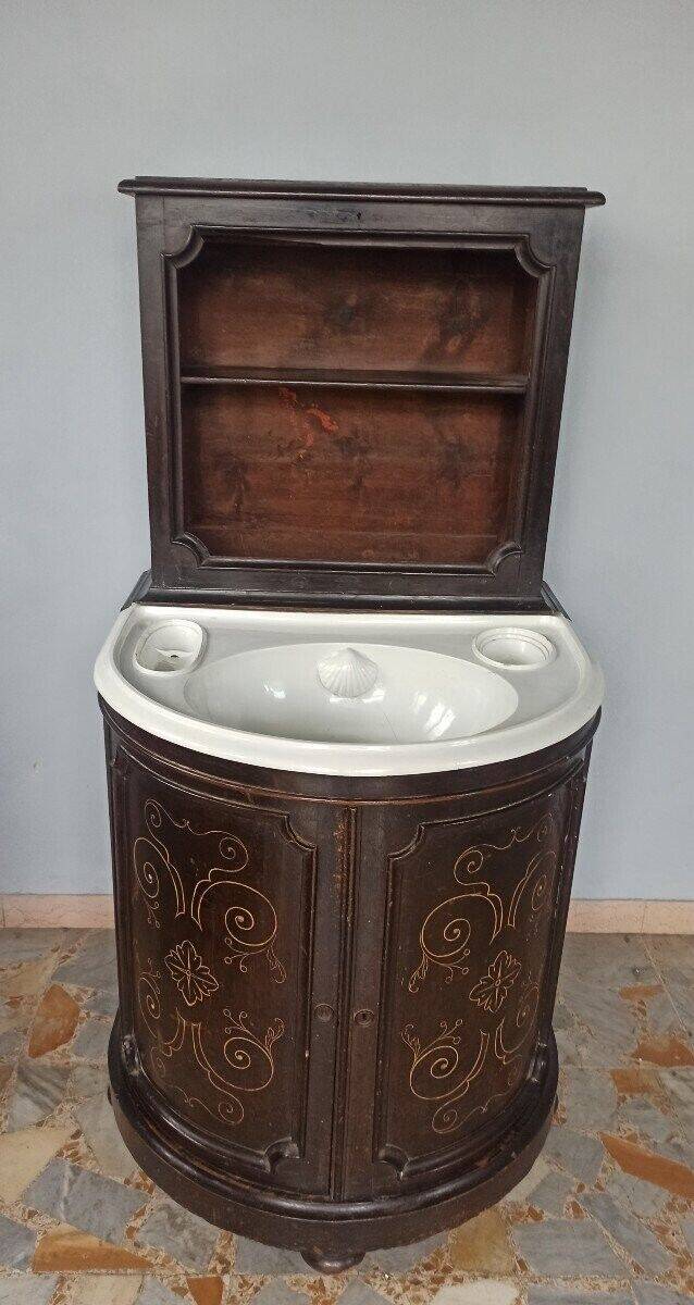Washbasin cabinet Italy 19th century ceramic Ginori Tuscany Napoleon III