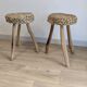 Pair of brutalist tripod stools attributed to Audoux & Minet.