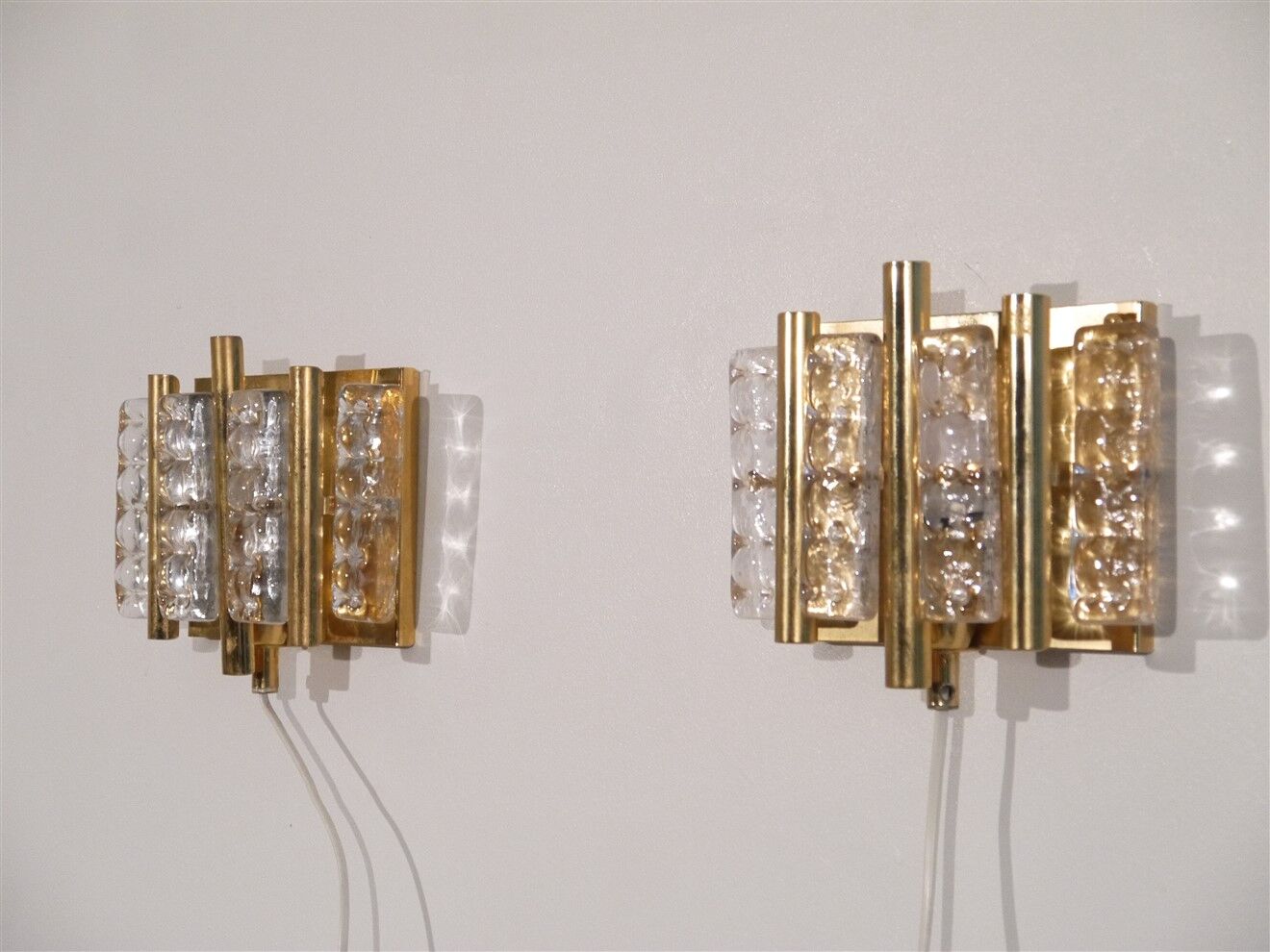 Pair of glass and brass sconces by Carl Fagerlund