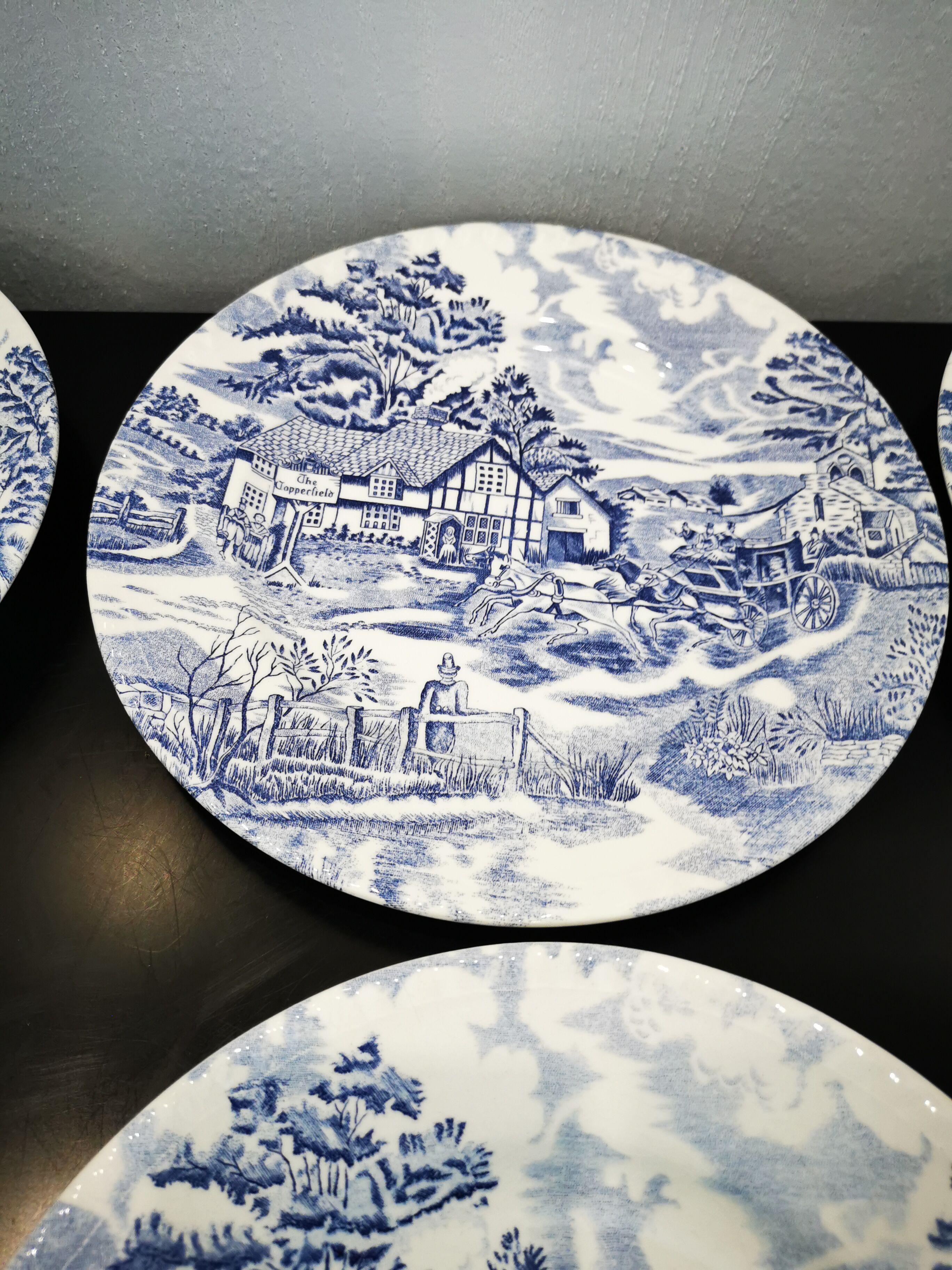 Set of 6 old talking flat plates Lunéville