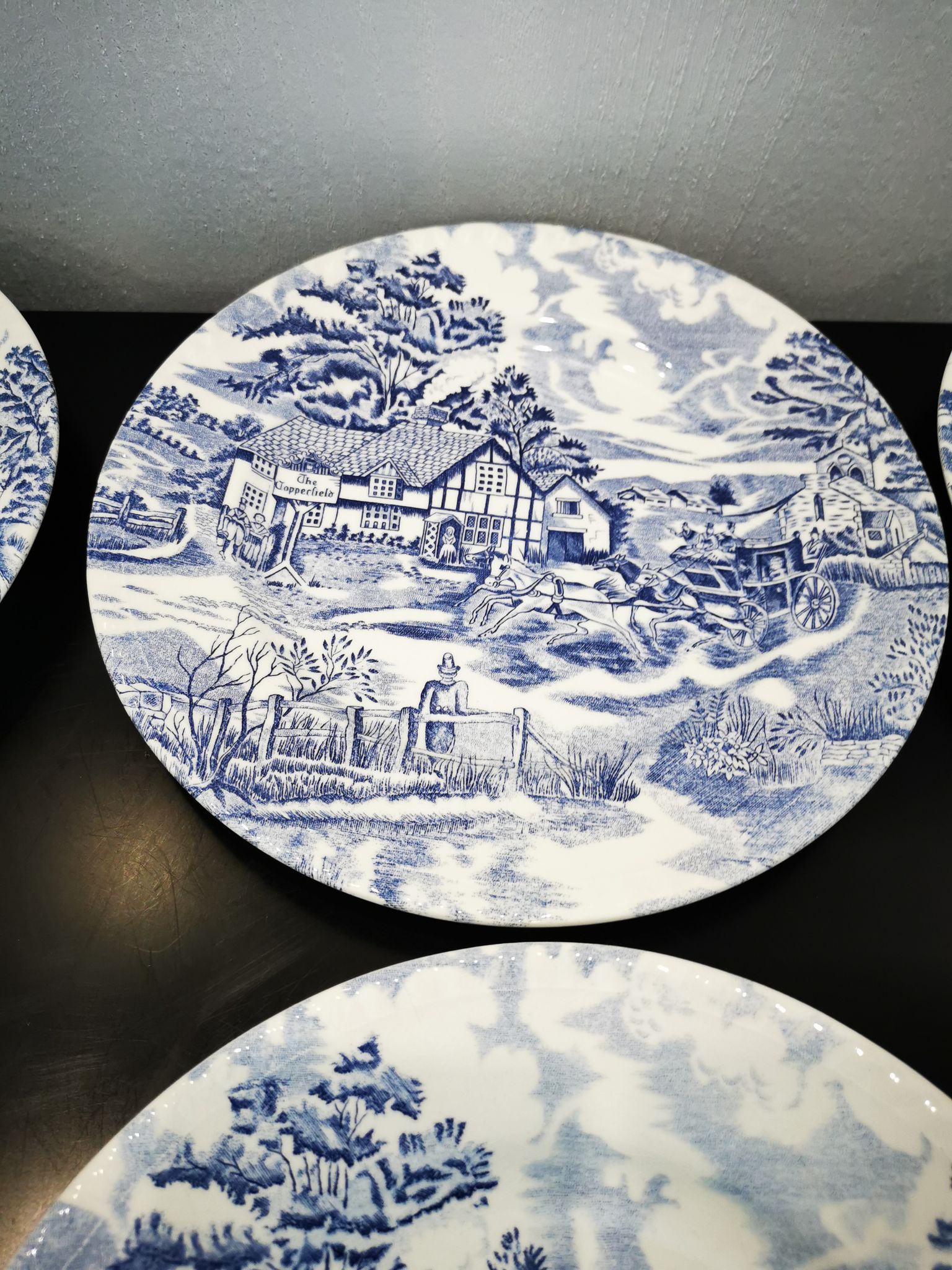 Set of 6 old talking flat plates Lunéville