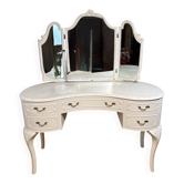 Coiffeuse vintage française de style Louis XV – Coiffeuse à triple miroir