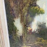 Tableau paysage campagne ancien