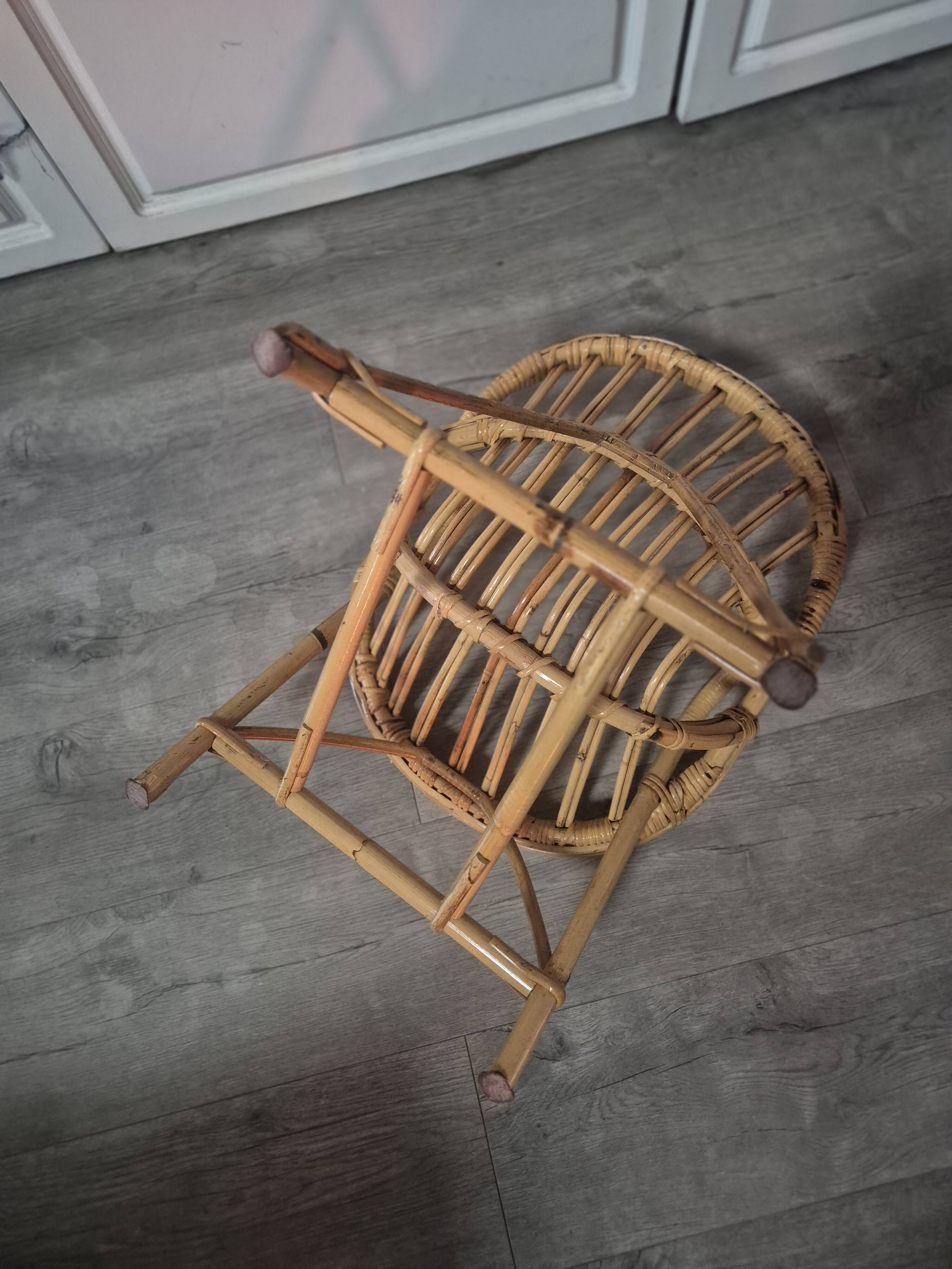 fauteuil enfant en rotin vintage