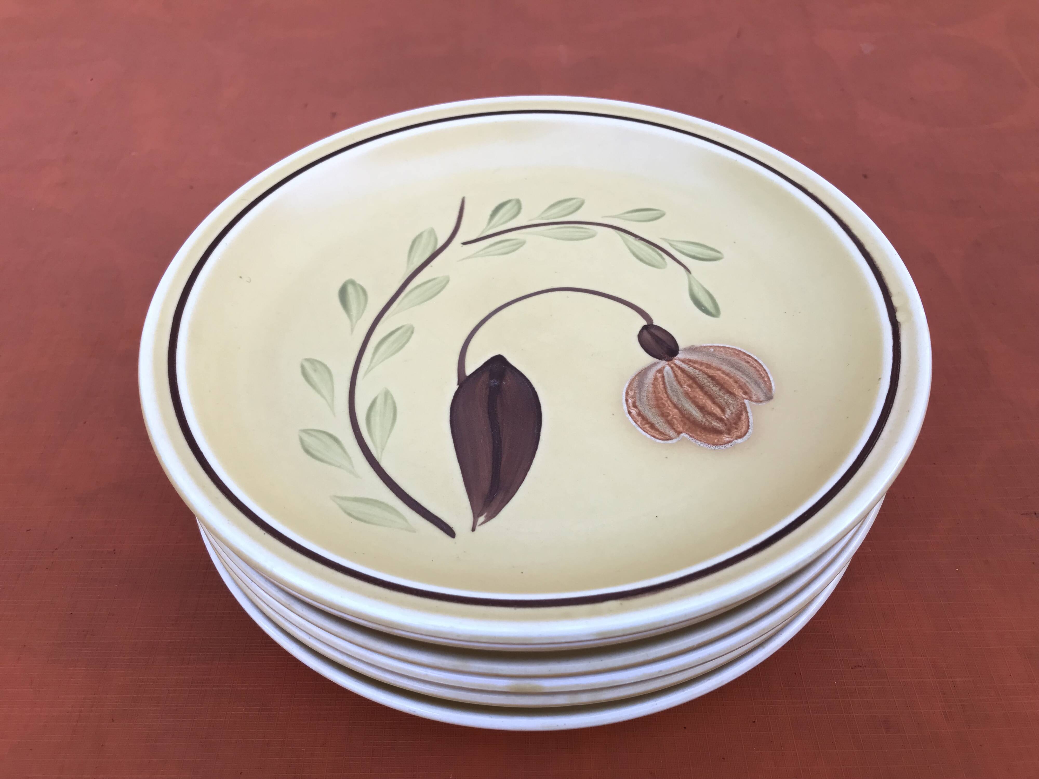 6 dessert plates Ateliers du Revernay France Matte stoneware