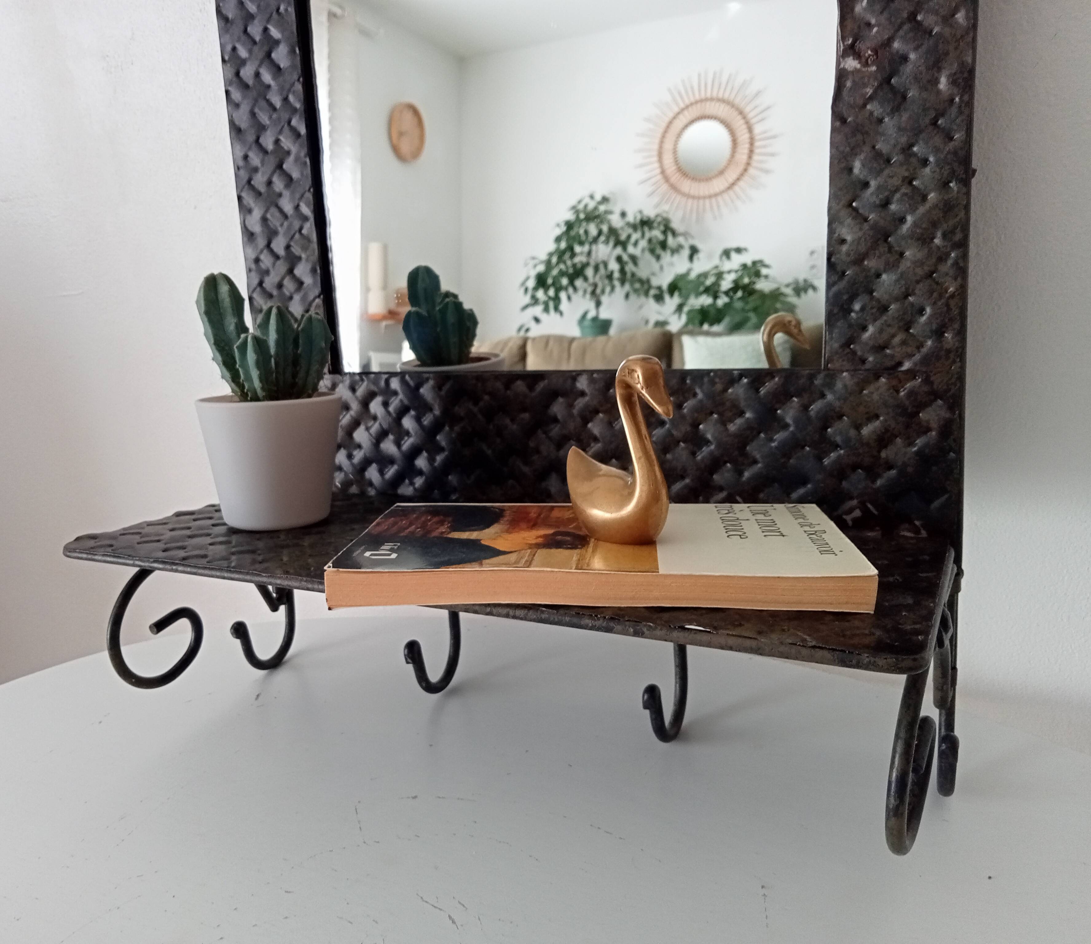 Vintage wrought iron tablet mirror