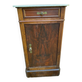 Louis Philippe bedside table in mahogany and white marble from the 19th century.