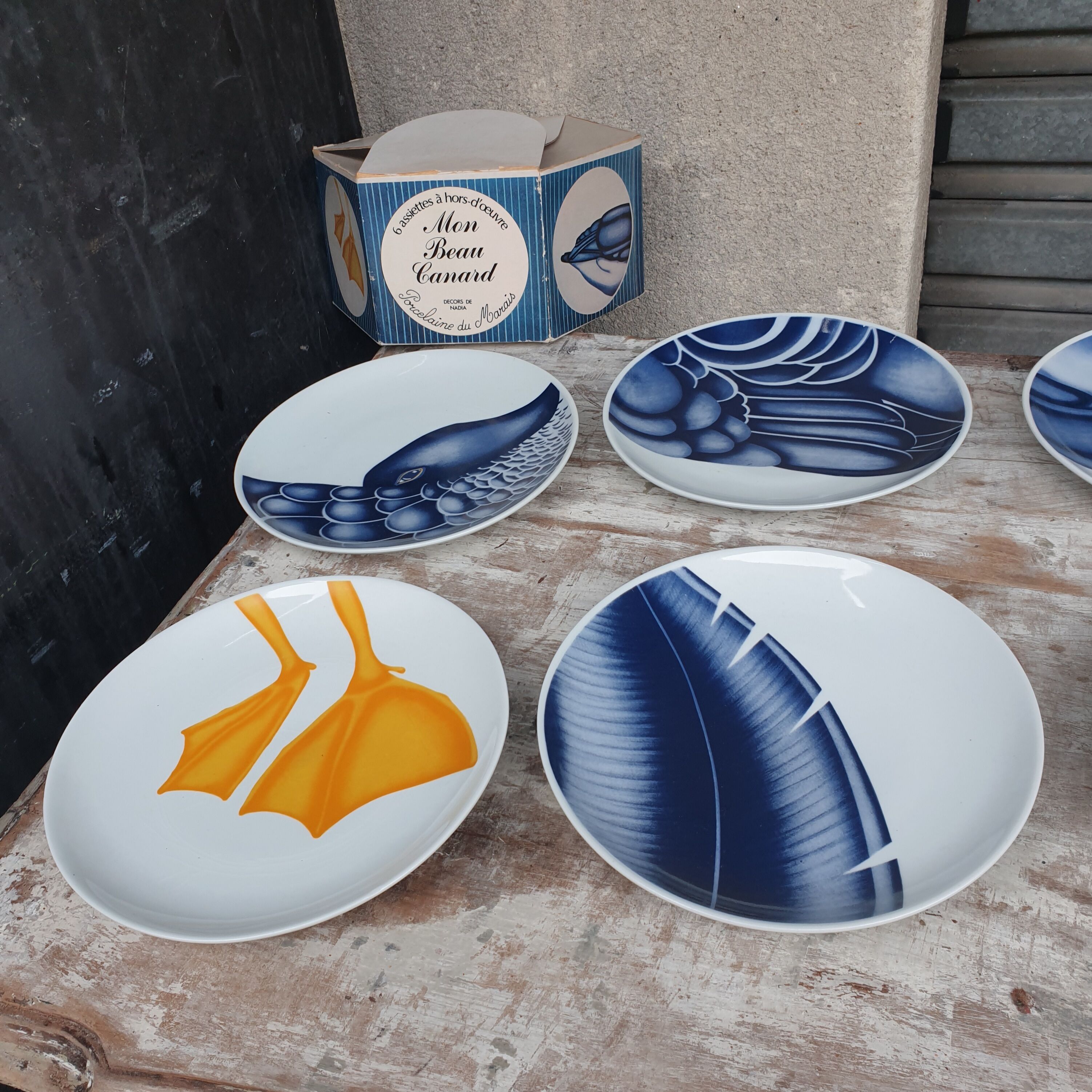 Service 6 plates porcelain ducks