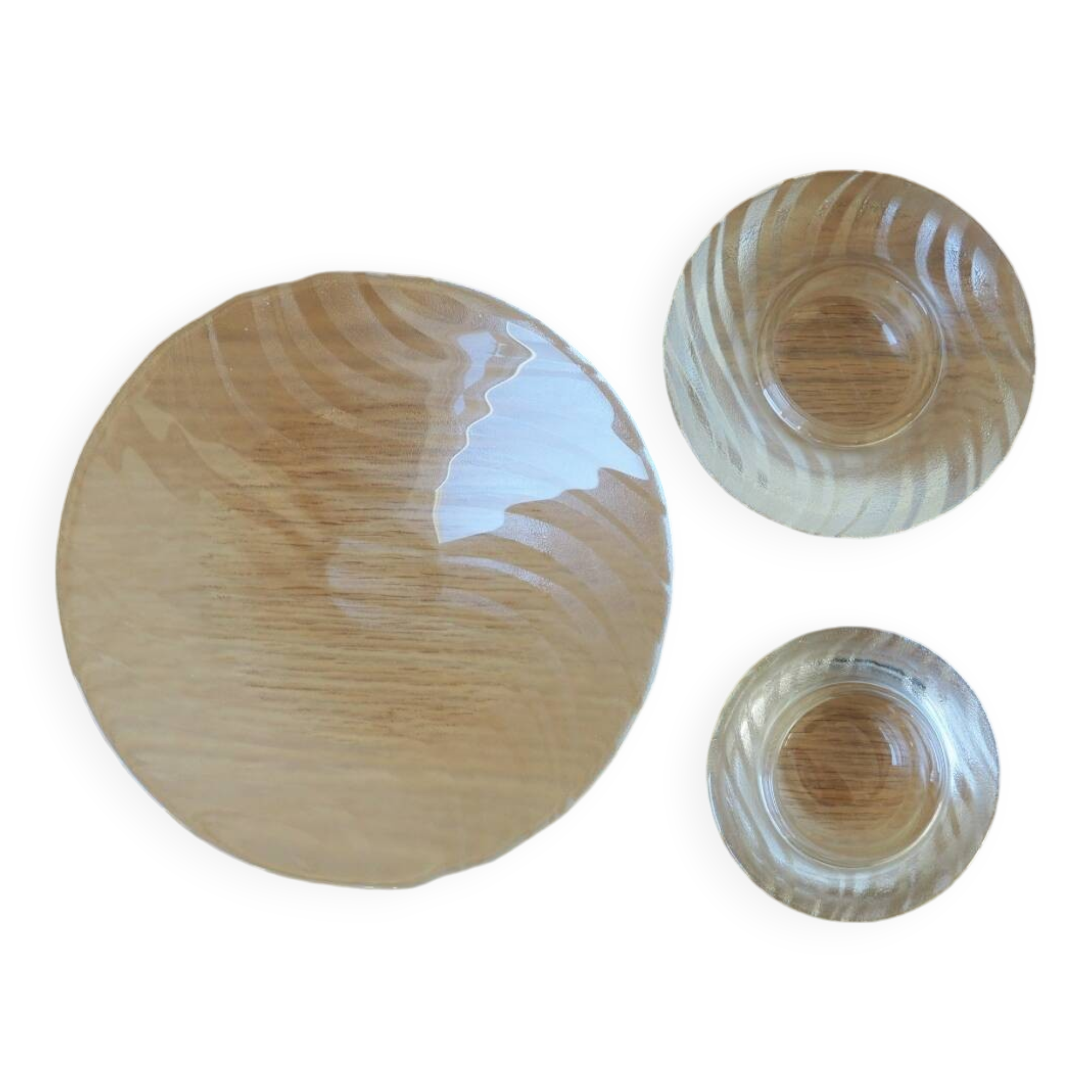 Holmegaard Skagerrak Set Of 3 - 2 Candle Holders, 1 Bowl - 1980S Denmark