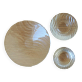 Holmegaard Skagerrak Set Of 3 - 2 Candle Holders, 1 Bowl - 1980S Denmark